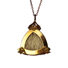 Large Gold Triangle White Horsehair Pendant