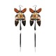 Gold Red Fox and Cognac Cicada Kanzashi Long Dangle Earrings