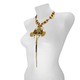 Large Gold Butterfly and Burgundy Pearls Necklace